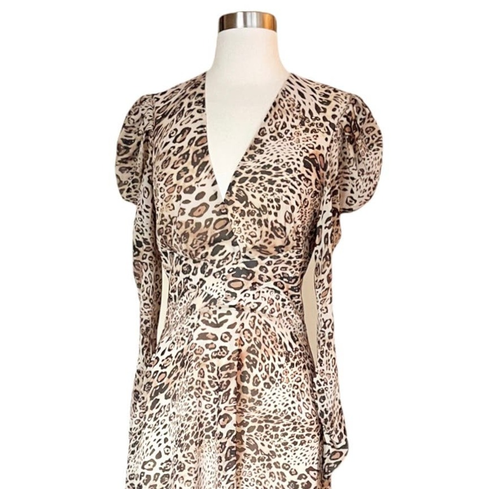 RONNY KOBO Bernadette Dress Animal Print Designer Airy Long Sleeves Maxi Medium - Picture 8 of 13
